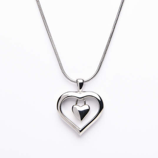 Stainless Steel Double Heart Pendant With Chain  large image number 2