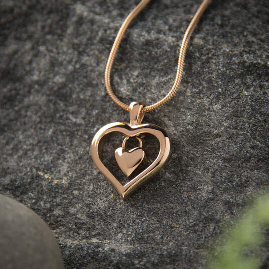 Stainless Double Heart Pendant with Chain: Rose Gold image number 2