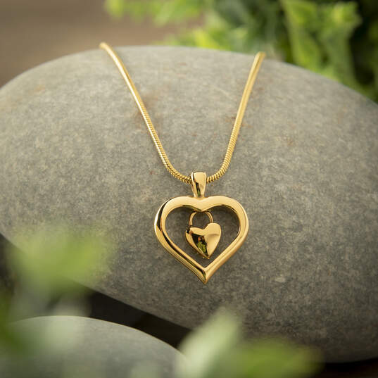 Stainless Double Heart Pendant with Chain: Gold image number 2