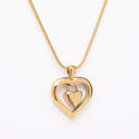 Stainless Double Heart Pendant with Chain: Gold image number 1