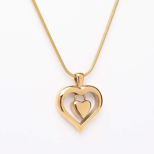 Stainless Double Heart Pendant with Chain image number 3
