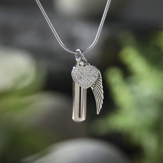 Eternal Love Angel Wing Pendant with Chain: Silver image number 2