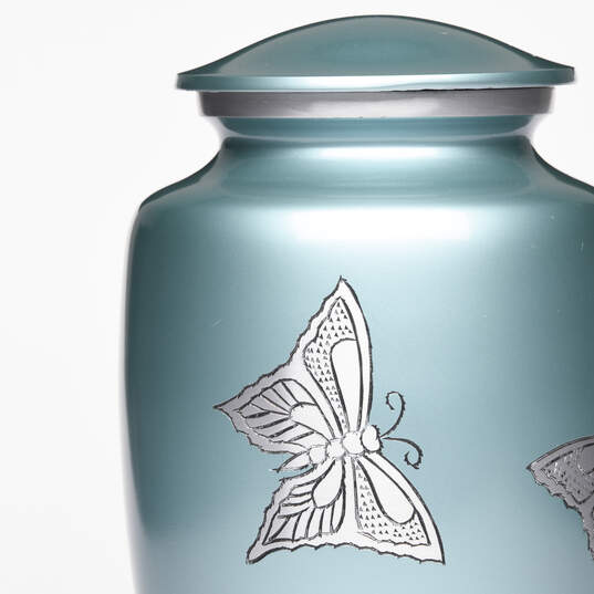 Tranquil Skies Butterfly Urn: Teal image number 2