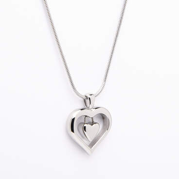 Stainless Double Heart Pendant with Chain