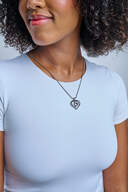 Stainless Double Heart Pendant with Chain: Silver image number 3