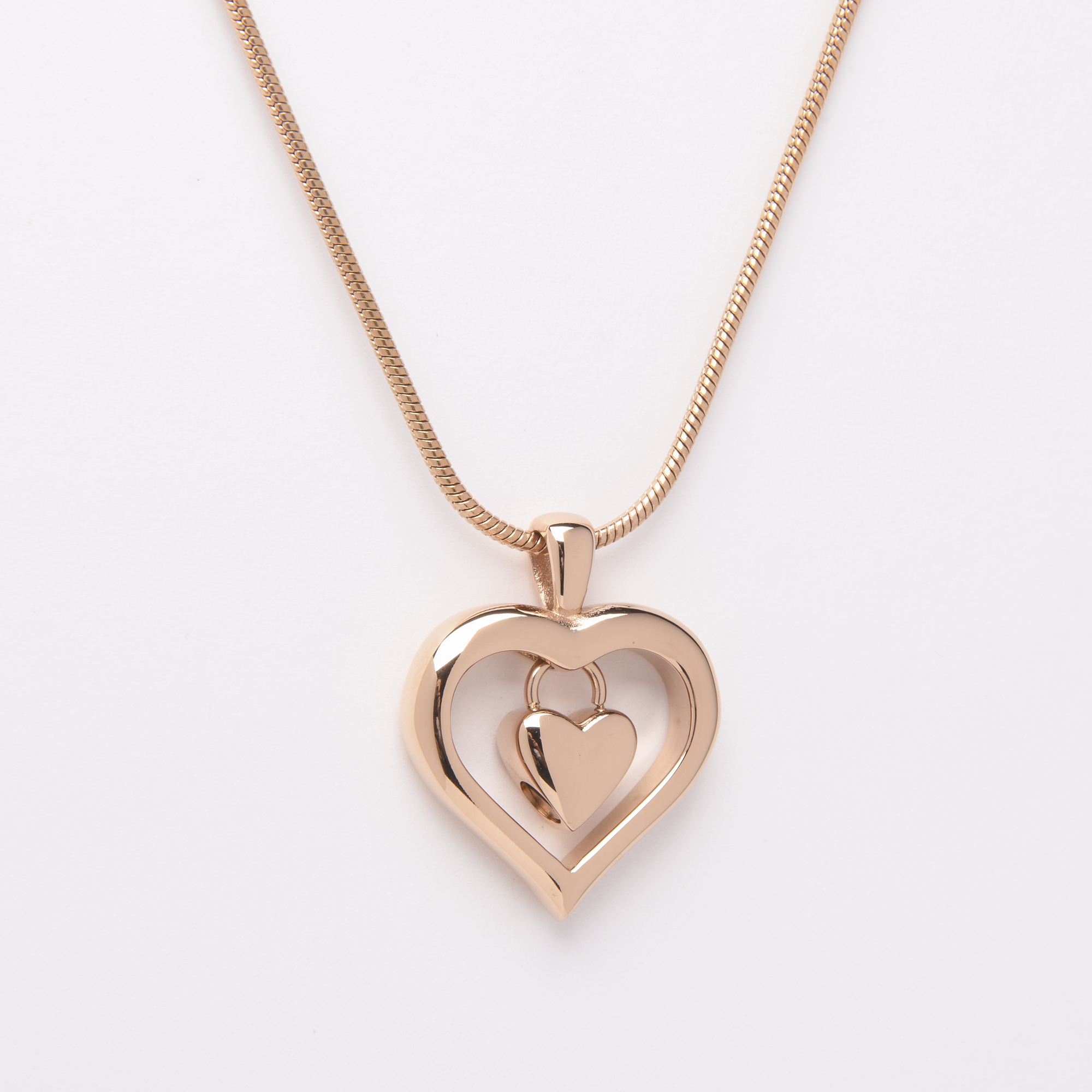 Stainless Double Heart Pendant with Chain